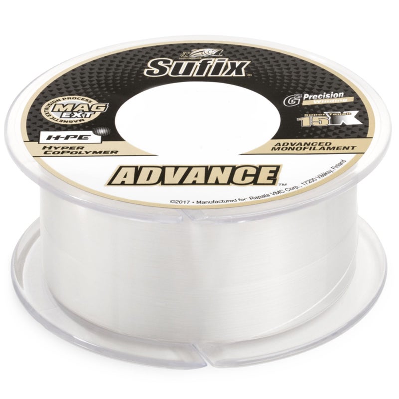 Sufix, Advance Monofilament Line, 4 lbs Tested.008 Diameter, 330 Yards, Clear - Image 1